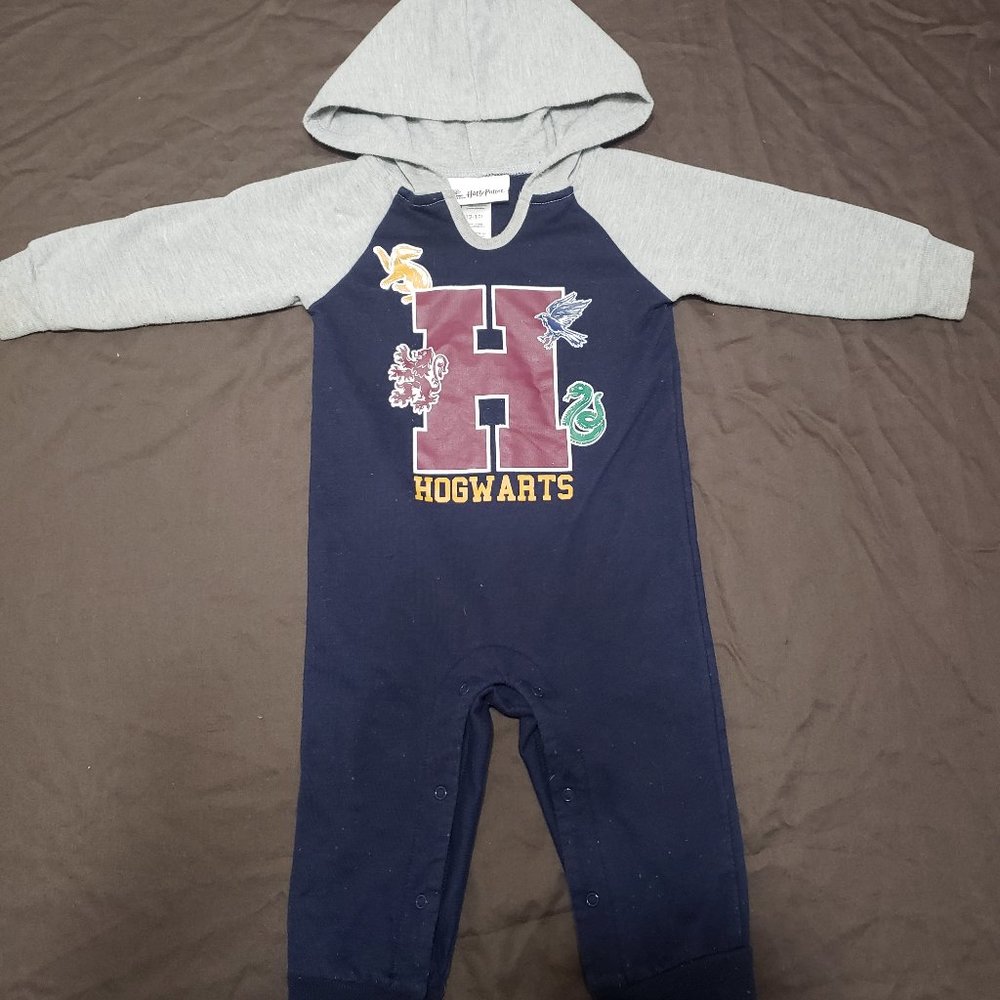 Harry Potter Hooded Bodysuit Long Sleeve Wizarding World Size 12-18 Months